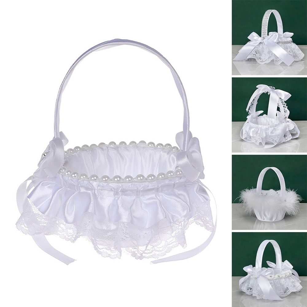 Gardening Tools Girls - Panier de demoiselle d'honneur romantique blanc,